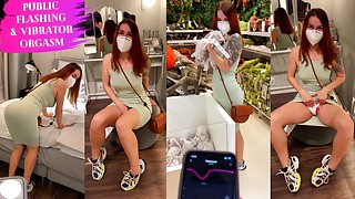 Public flashing and orgasm in the shop – vibrator control