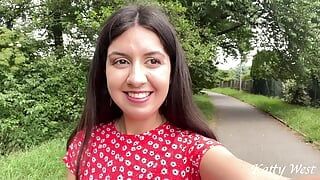 Walking in a public park without panties and pissing while no one is watching